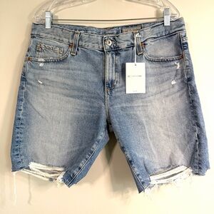 AG Nikki Relaxed Skinny Contour 360 Raw Hem Denim Shorts Women’s Size 32